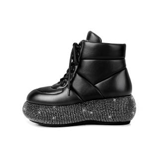 HAOYASENNU Short Combat Boots 6.5cm Women's Black