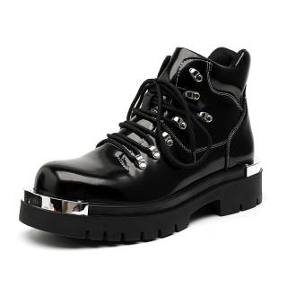 V ZERO FIVE Microfiber Leather Short Combat Boots Men's Black