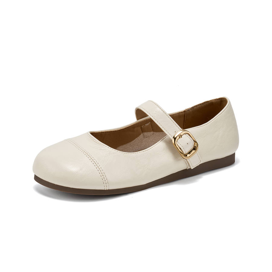 La Chapelle Flat Mary Jane Shoes 1.3cm Women's Beige