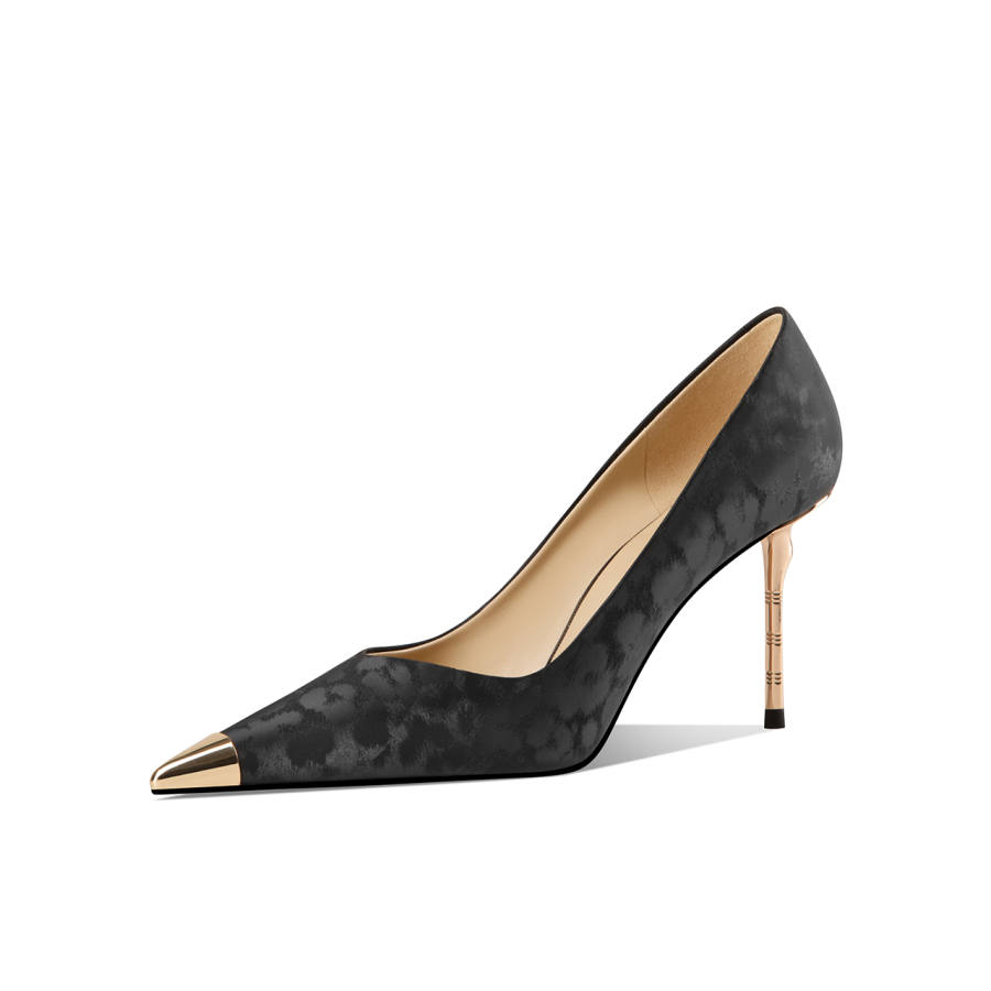 Shesrim Cow Leather Slim Heel High Heels 8.5cm Women's