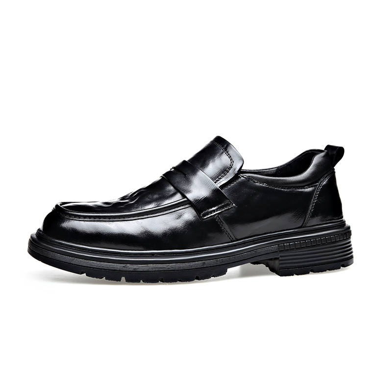 CITONGXIANSHENG Cow Split Leather Casual Shoes Men's Black