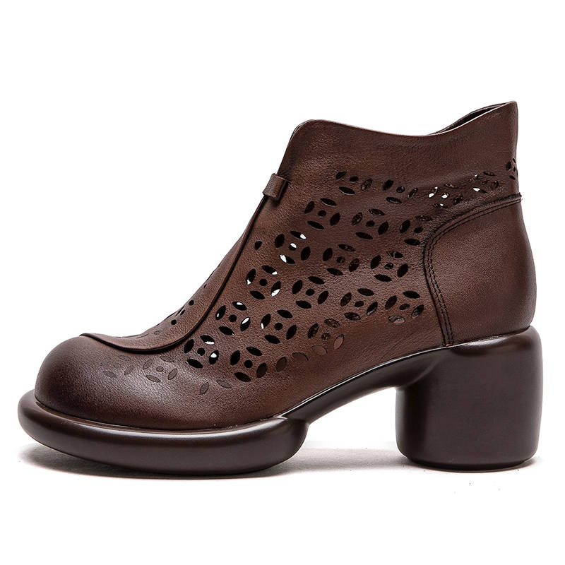 JIEZHOU Top Grain Cow Leather Ankle Boots 6CM Women's