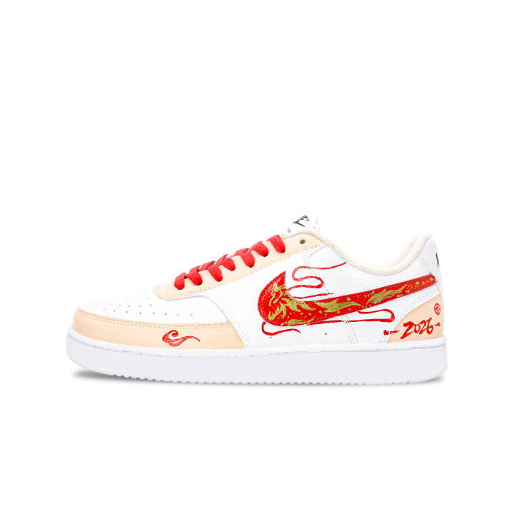 Nike Nike Court Vision 1 Leaping Ahead Lightweight And Breathable Low top Skateboard Shoes Men's White Red Gold