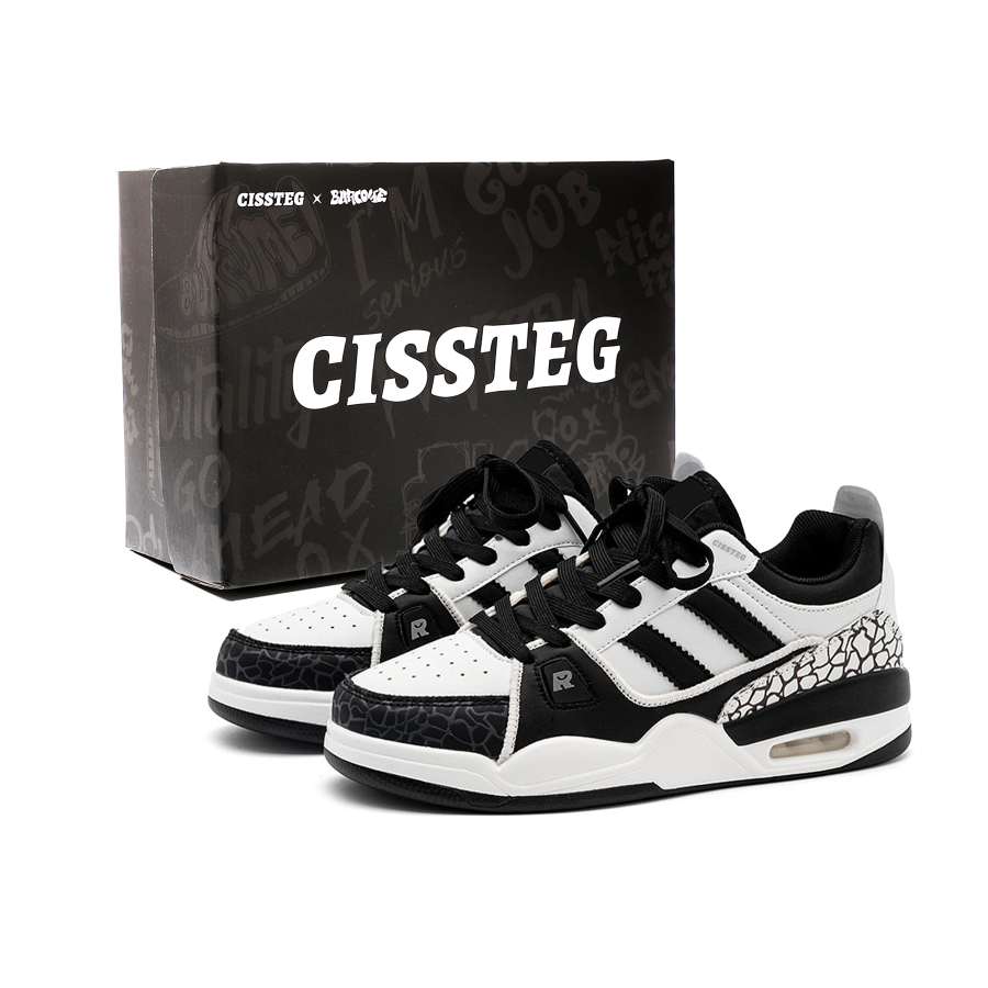 CISSTEG Lightweight Breathable Lightweight And Breathable Low top Skateboard Shoes Unisex White Black