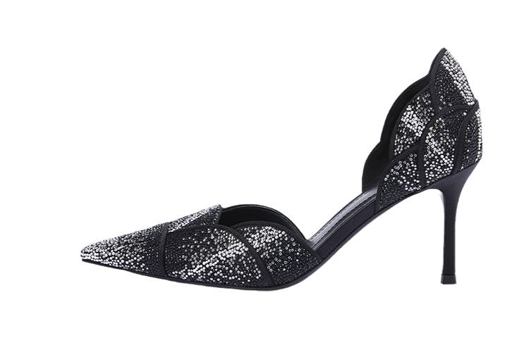 73Hours Rose Girlish Slim Heel High Heels 8cm Women's Black