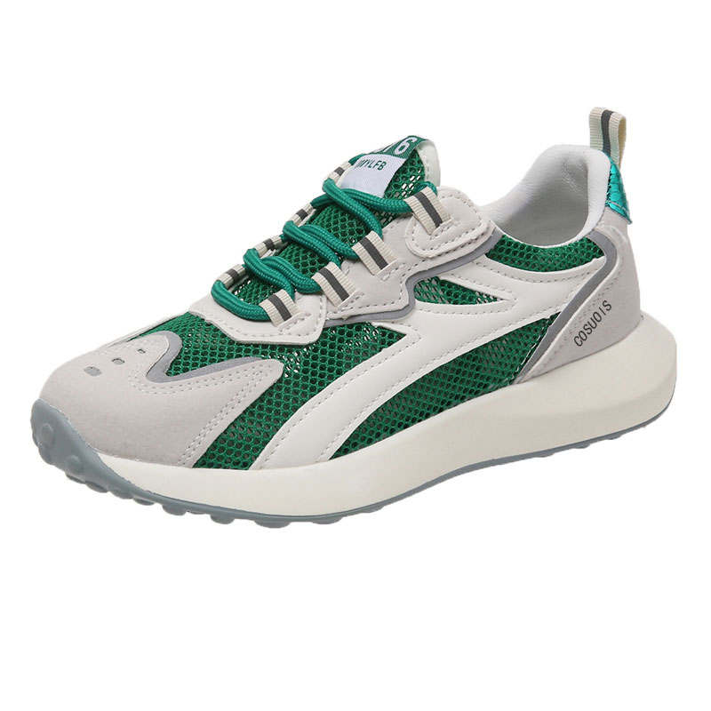 COSUOIS Casual Shoes Women's Low Top Beige Green Mesh/Ecru Mesh