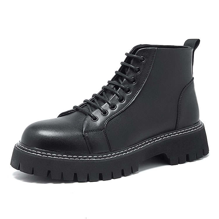 KAQIAODI Microfiber Leather Short Combat Boots Men's Black