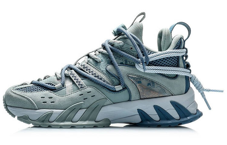 Li-Ning Li Ning Slip Resistant And Breathable Low top Casual Shoes Men's Gray Mist Green