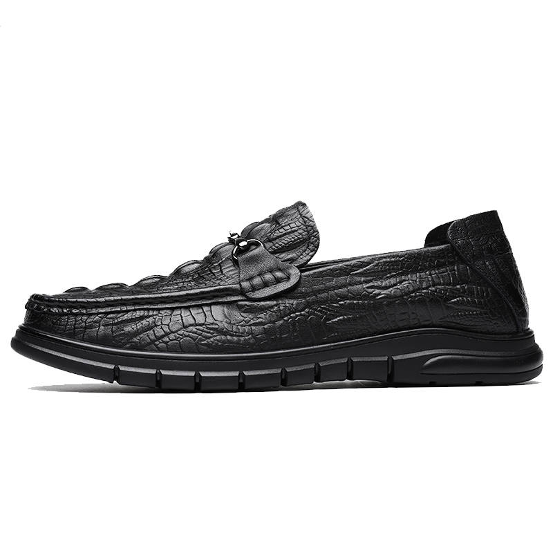 Mulinsen Top Grain Cow Leather Gommino Loafers Men's Black