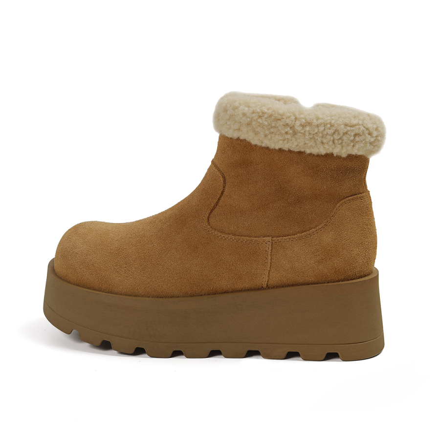 BOJUEMAO Cow Suede Classic Fleece Lined Comfortable Fashion Versatile Short Snow Boots Women's