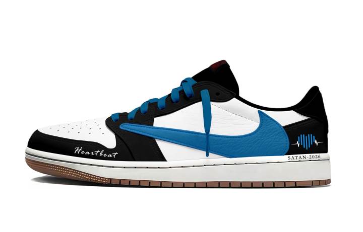 Jordan Travis Scott x Jordan Air Jordan 1 Blue Vein, Travis Scott X AJ1 Abrasion Resistant Breathable Low top