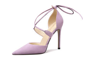 Lily Wei Suede Slim Heel High Heels 10cm Women's Taro Purple
