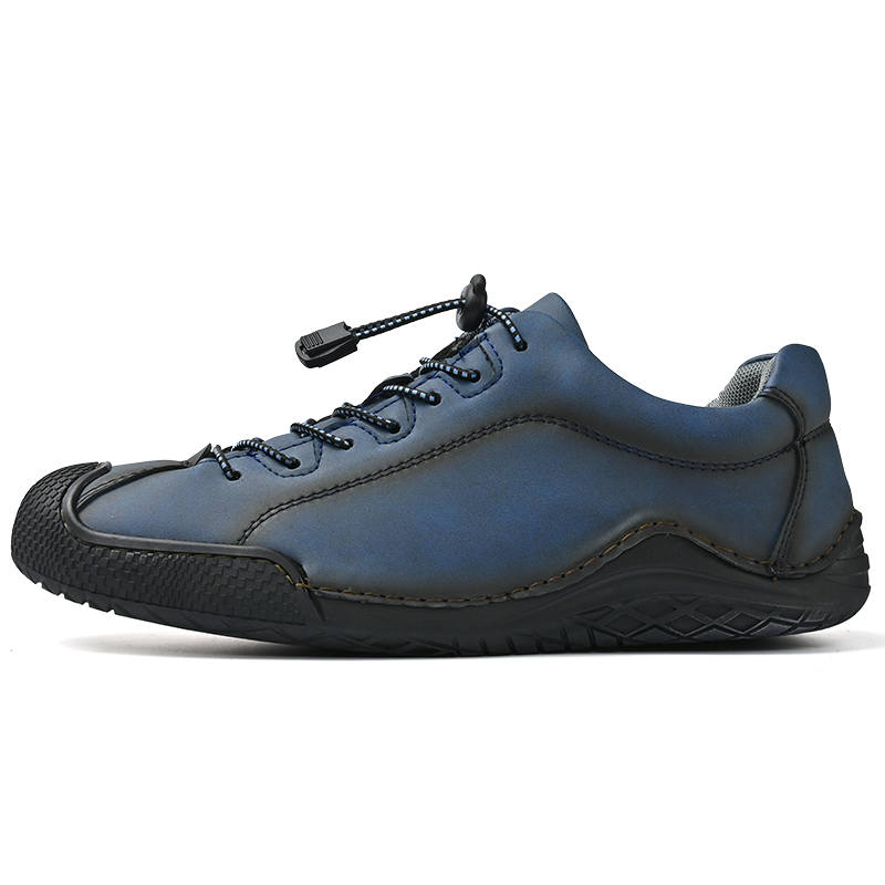 WENNAI Top Grain Cow Leather Casual Shoes Men's Blue