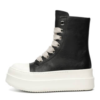 ZHENRAN Cow Leather High top Skateboard Shoes Men's Black