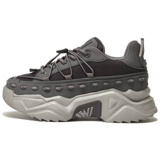 VWL Synthetic Leather Mid top Chunky Sneakers Unisex Light Gray