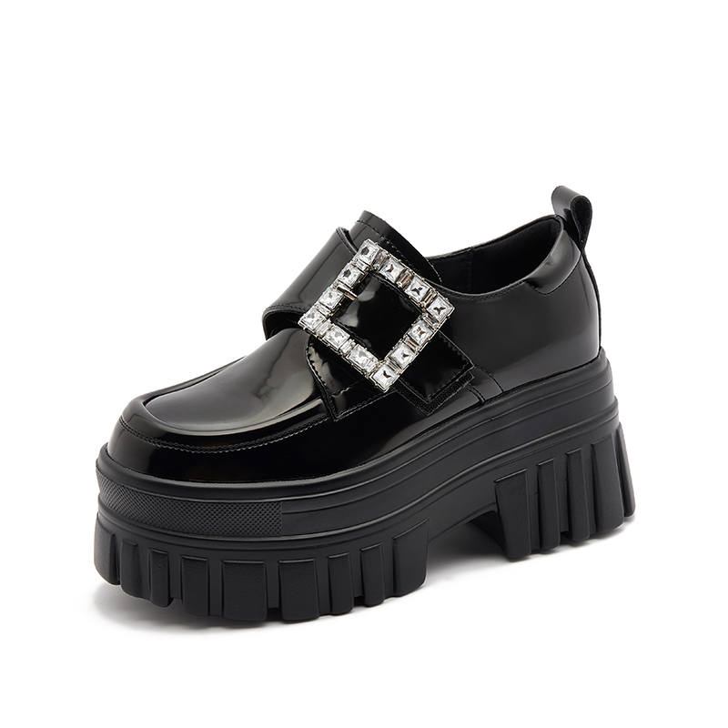 MILANLIANGE Microfiber Leather Loafers 8cm Women's