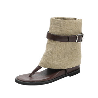 QINGZHUHU Cow Leather Roman Sandals Women's