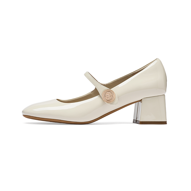 73Hours Afternoon Sweet Tea Cow Leather Chunky Heel Mary Jane Shoes 5CM Women's
