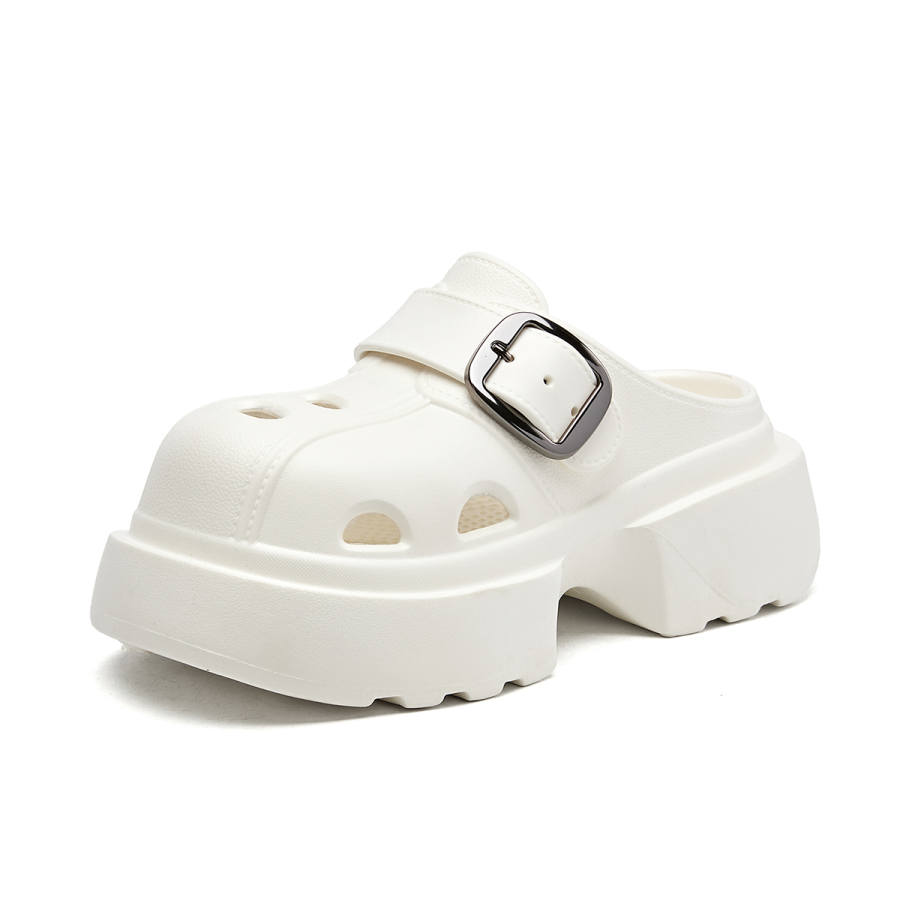 La Chapelle Cheese Soft White Trendy Sandal, Everyday Commute Soft EVA Clogs Women's White