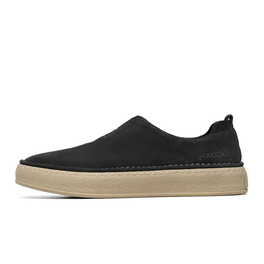 C°BANNER Cow Split Leather Casual Shoes Men's Dark Gray