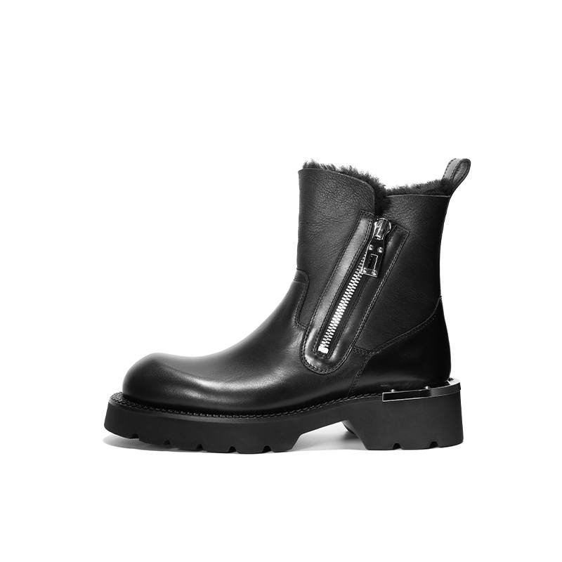 Viplander Viplander Top Grain Cow Leather Lightweight Ankle Boots Platform Men's Black