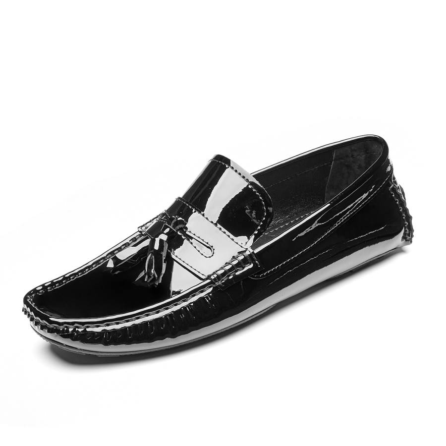 Brounvanm Brounvanm Microfiber Leather Gommino Loafers Men's Black