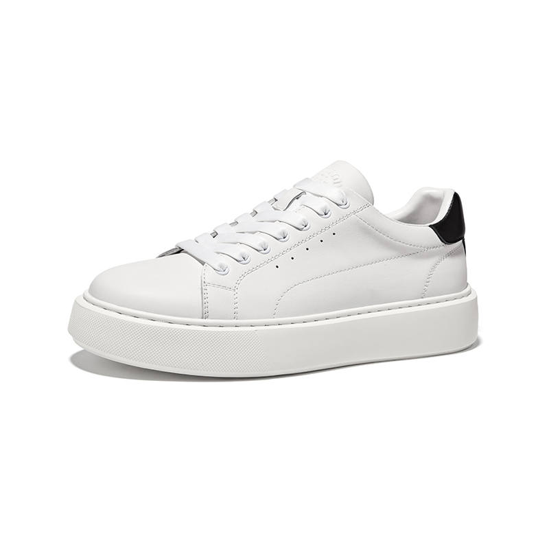 Hautton Jeans Top Grain Cow Leather Low top Skateboard Shoes Men's White