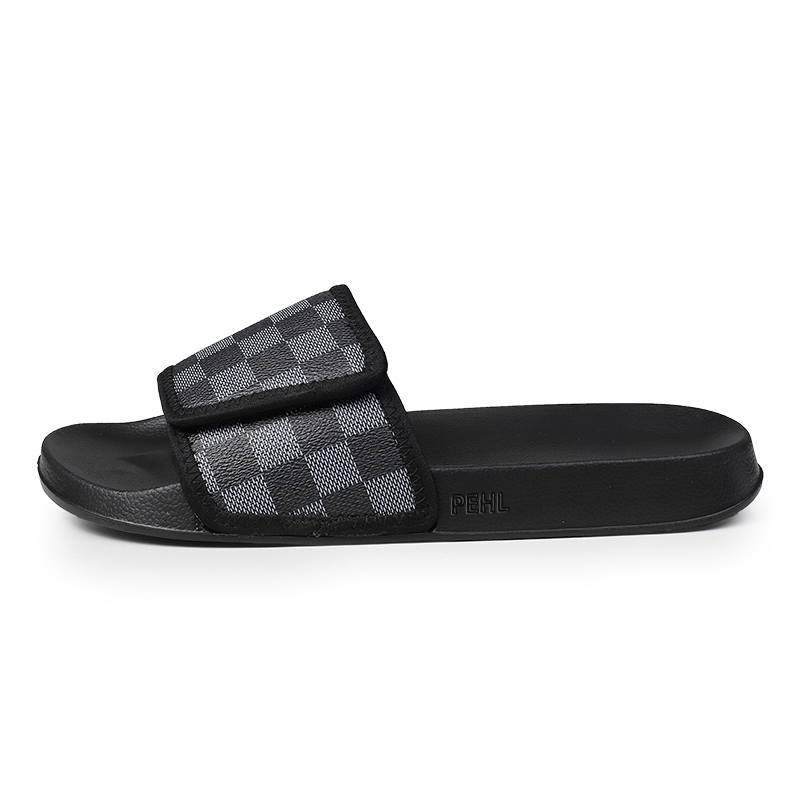PEHL PEHL Slide Slippers Men's Black Plaid/White Plaid
