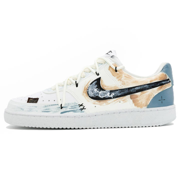 Nike Nike Court Vision 1 Versatile, Trendy, Ink Wave Abrasion Resistant Slip Resistant Low top Skateboard Shoes Unisex