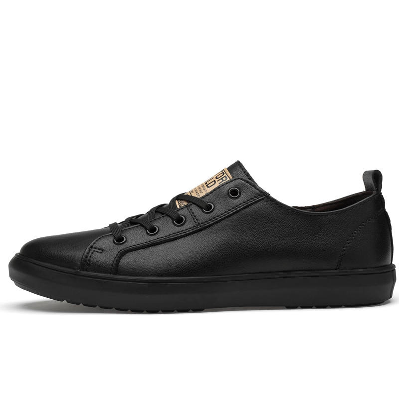 YINGLUNQISHI Cow Split Leather Casual Shoes Men's Black