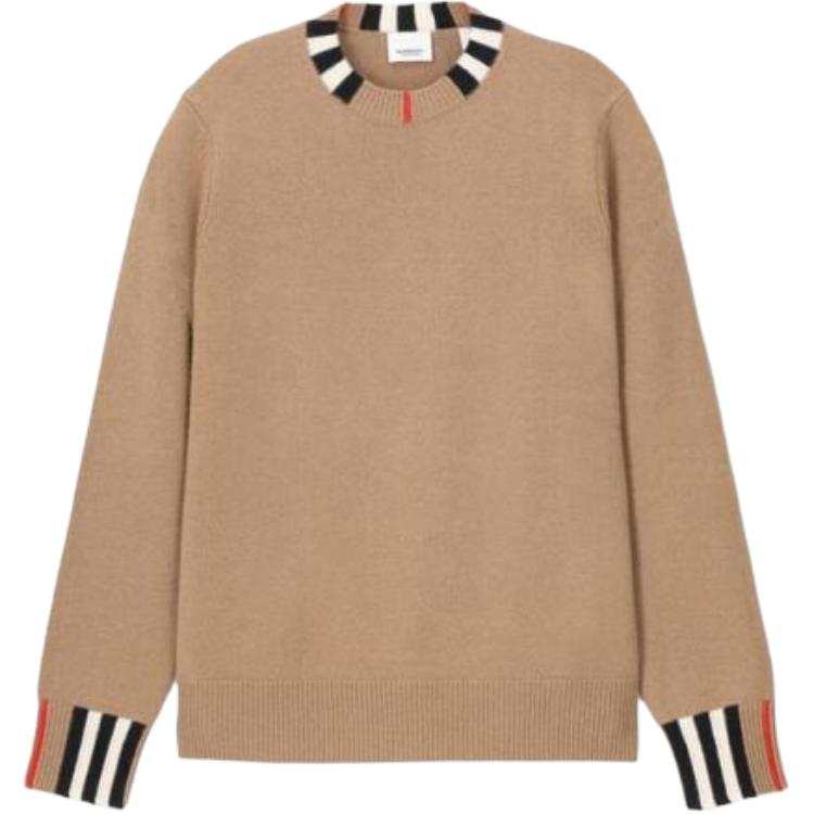 Burberry Icon Stripe Trim Cashmere Sweater Archive Beige