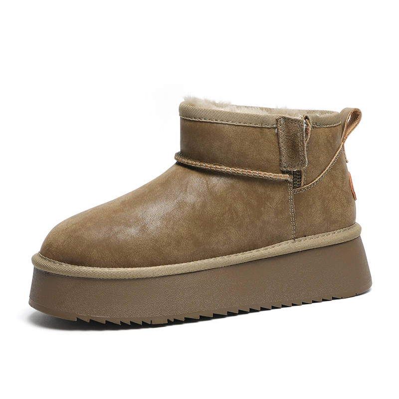 O.L Cow Split Leather Thermal Waterproof Abrasion Resistant Slip Resistant 11cm Snow Boots Women's