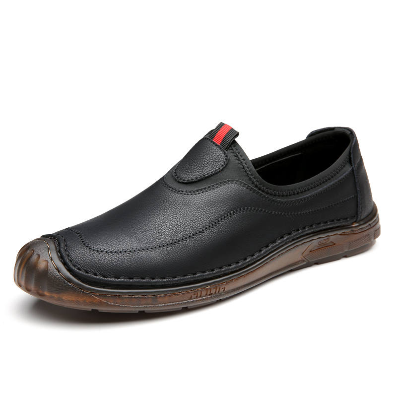 CKVUSAMG Casual Leather Shoes Men's Low Top Black/Gray/Brown