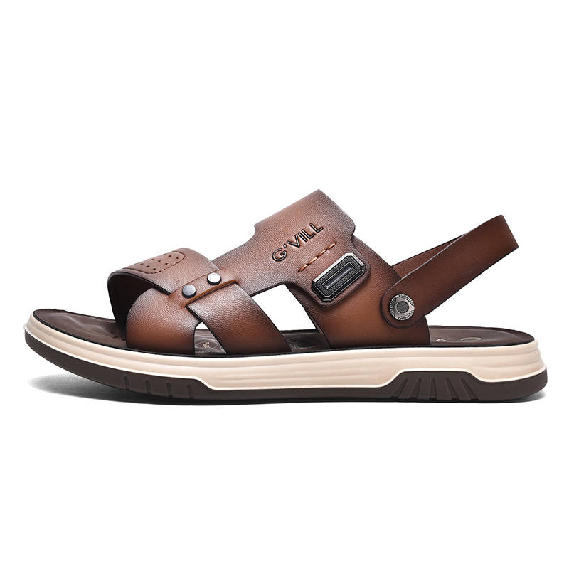 G'VILL Beach Sandals Men's Dark Brown/Khaki