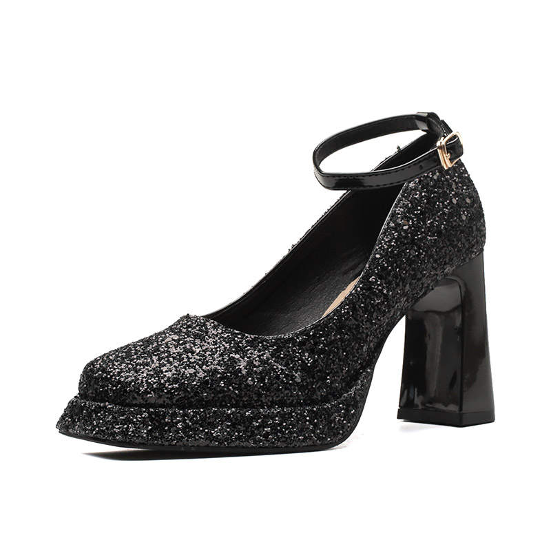 Bamiti Pu Chunky Heel High Heels 9cm Women's