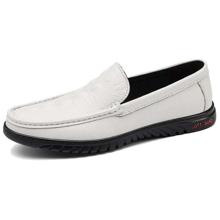 SENJIALUO Casual Leather Shoes Men's Low Top Black