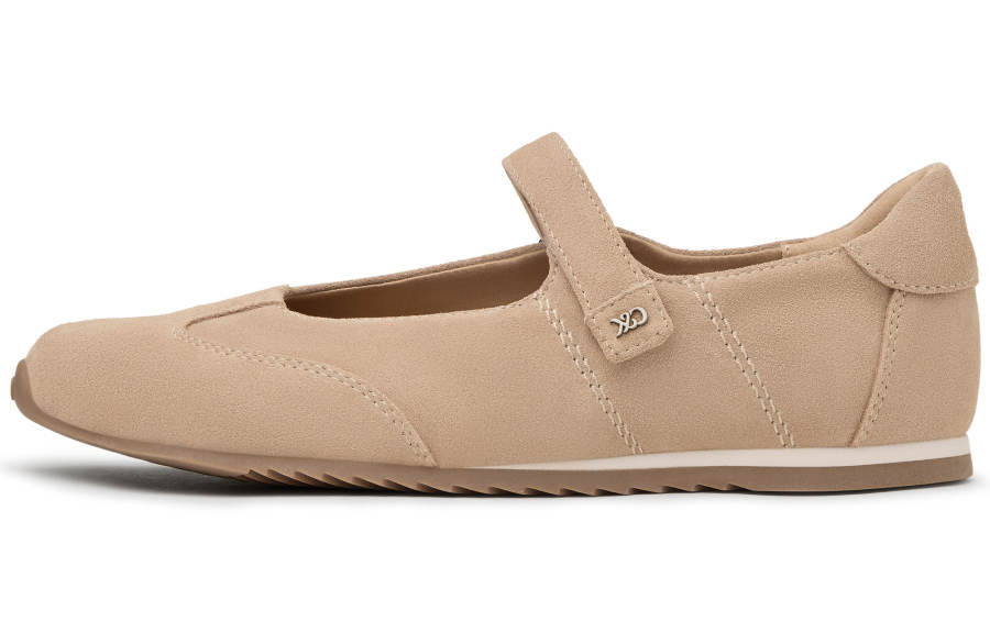 CHARLES&KEITH Small Ck Top Grain Cow Leather Flat Mary Jane Shoes 1.1cm Women's