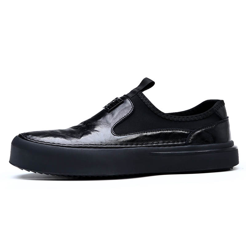 MODENGPAN MODENGPAN Cow Split Leather Casual Shoes Men's Black