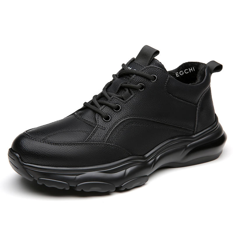 EGCHI Synthetic Leather Abrasion Resistant Abrasion Resistant Mid top Life Casual Shoes Men's Black