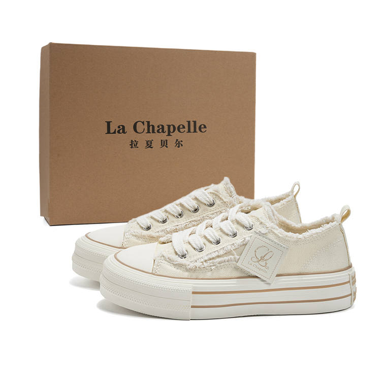La Chapelle Cushioning Abrasion Resistant Lightweight Slip Resistant Low top Canvas Shoes Women's Beige Brown