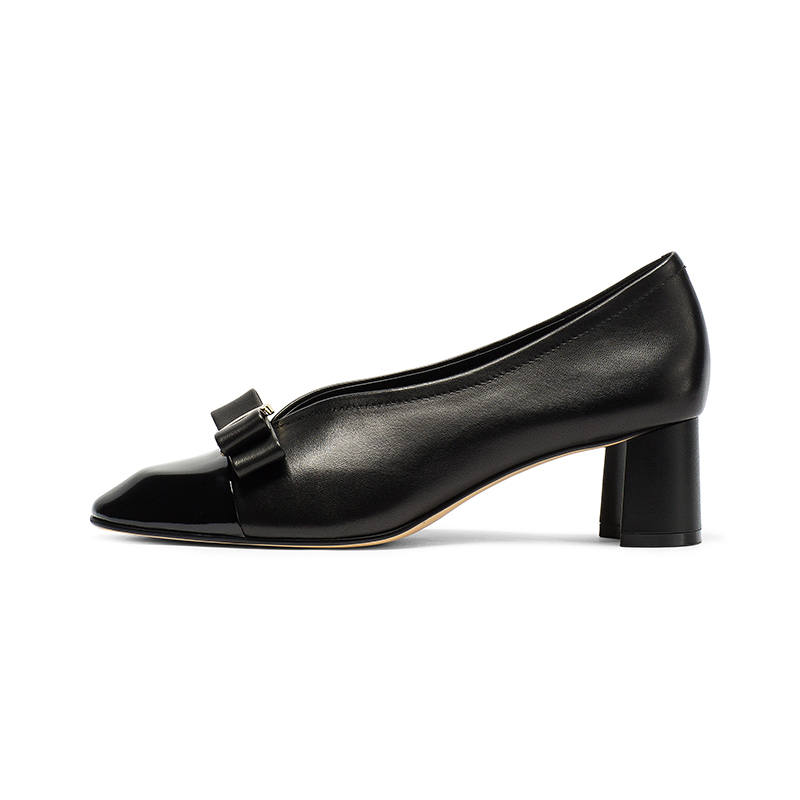 Coup De Foudre Leather Chunky Heel High Heels 5CM Women's
