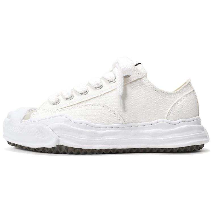 MIHARA YASUHIRO Hank OG Sole Canvas Leather Dissolve Low top Stylish Skateboarding Shoes Unisex White