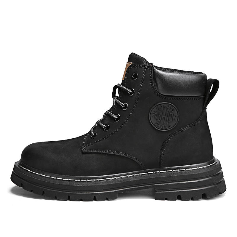 JIGONGYANG JIGONGYANG Cow Split Leather Short Combat Boots Unisex