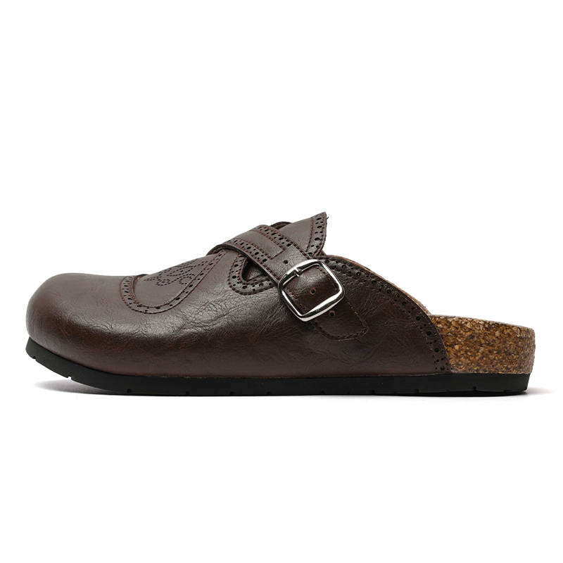 Mule Donkey Rubber Sole Closed Toe Slippers Women's Chocolate