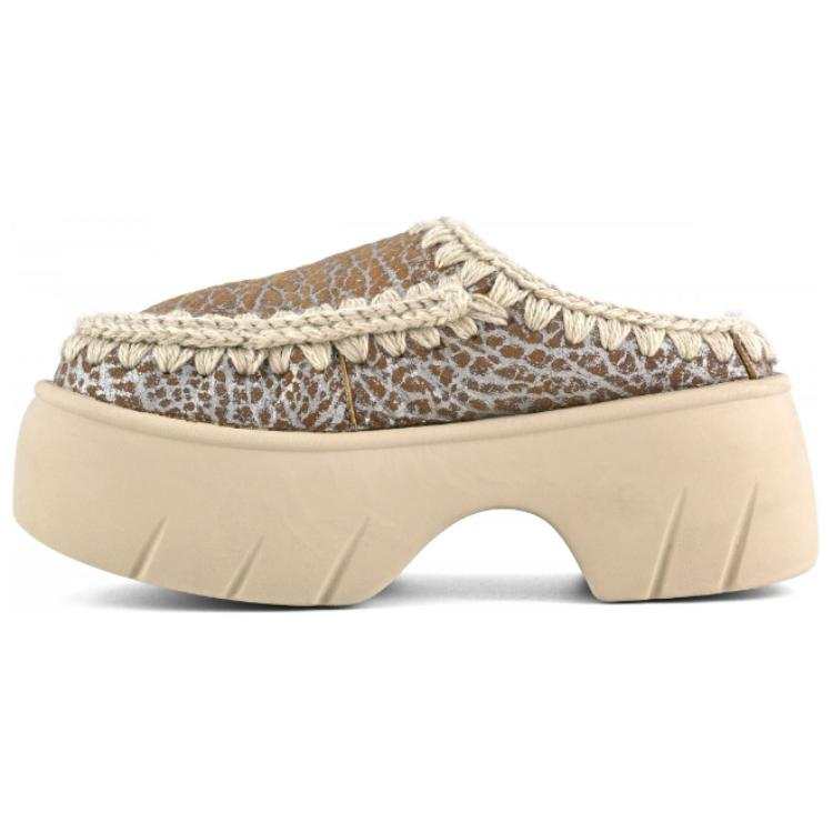 MOU Rubber Sole Abrasion Resistant Closed Toe Slippers Women's Brown