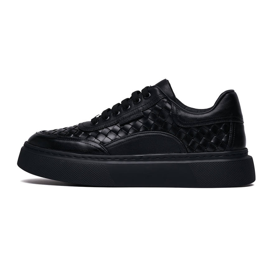 HUITE Top Grain Cow Leather Breathable Low top Skateboard Shoes Men's Black
