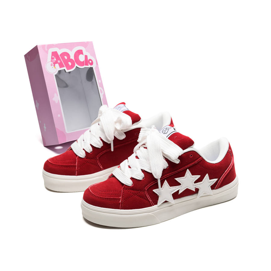 ABCIO Suede Low top Skateboard Shoes Unisex Burgundy Box Included