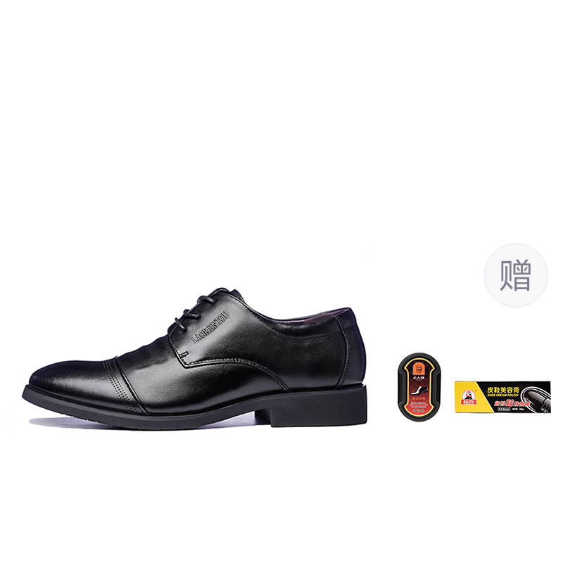 LAORENTOU Top Grain Cow Leather Dress Shoes Men's Black