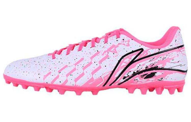 Li-Ning Li Ning Brocade MG Multi Ground Synthetic Leather Cushioning Slip Resistant Abrasion Resistant Soccer Shoes Men's Pink