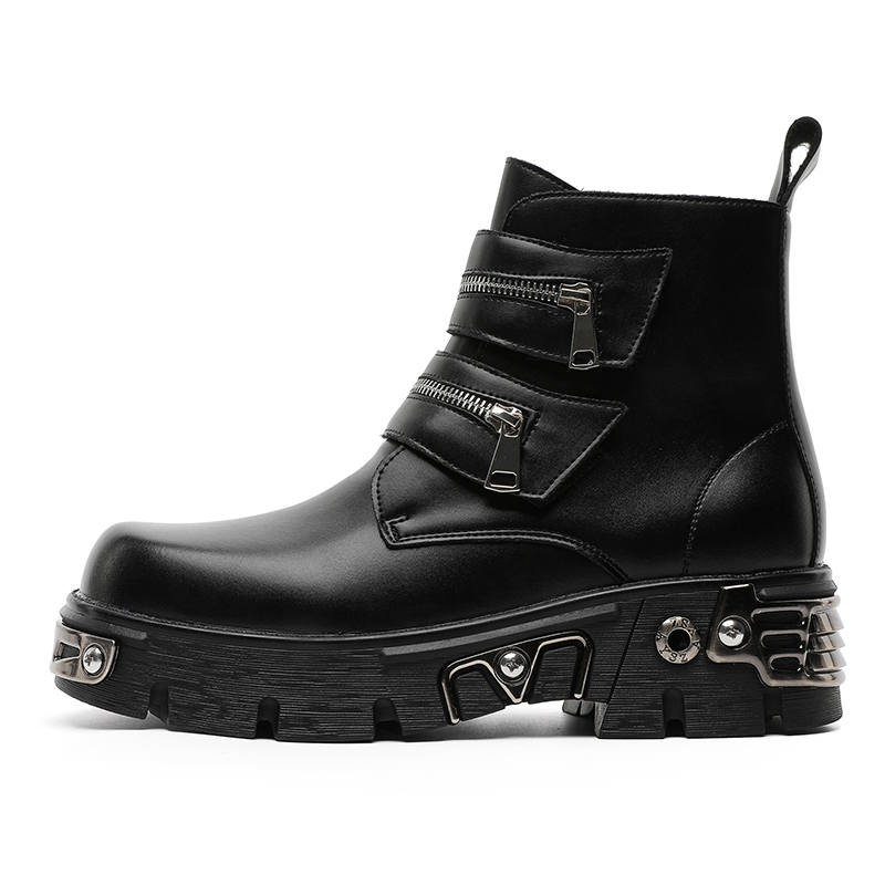 ZHENRAN ZHENRAN Cow Split Leather Ankle Boots Men's Black
